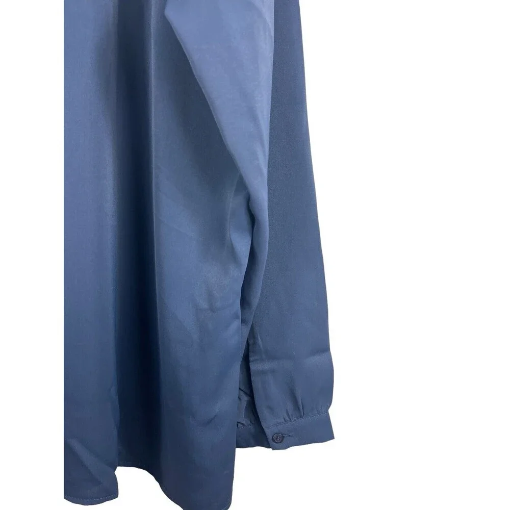 Agnes Orida 4x Blue Ruffled V-neck Long Sleeve Top NWT Office Work Wear - Picture 3 of 10